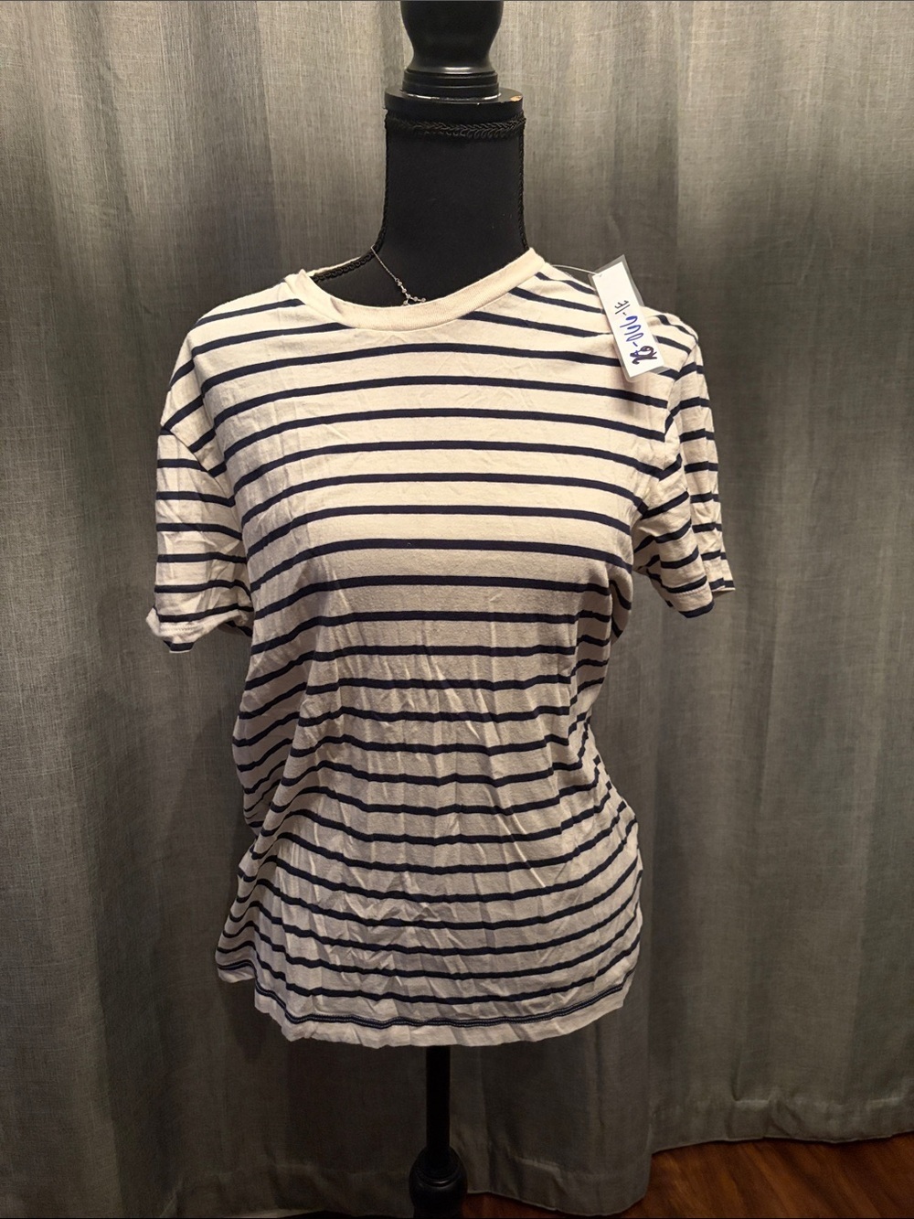 J. Crew Striped Short Sleeve Crewneck Tee - White & Navy